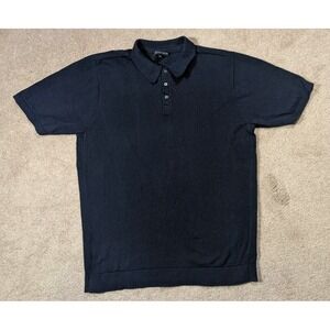 Aether Shirt Mens Extra Large Blue Cotton Silk Blend Knit Polo Preppy Casual